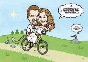 Karikatur Hochzeit Fahrrad Mountainbike Steiermark