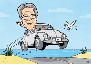 Karikatur Auto Oldtimer VW Käfer Geburtstag