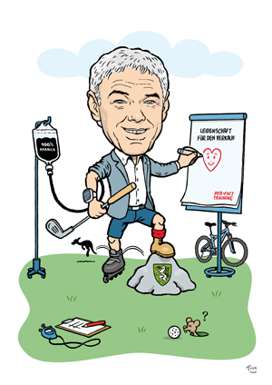 Karikatur Geburtstag Steiermark Mountainbike Golf Sport Manager