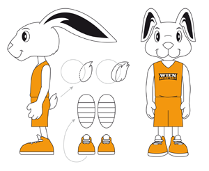 Maskottchen Hase Sportmaskottchen Modelsheet